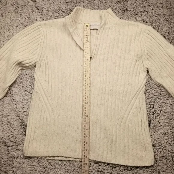 Liz Claireborne Ribbed Womans XL Pullover Sweater 1/4 zip. Oatmeal Color - Picture 8 of 12